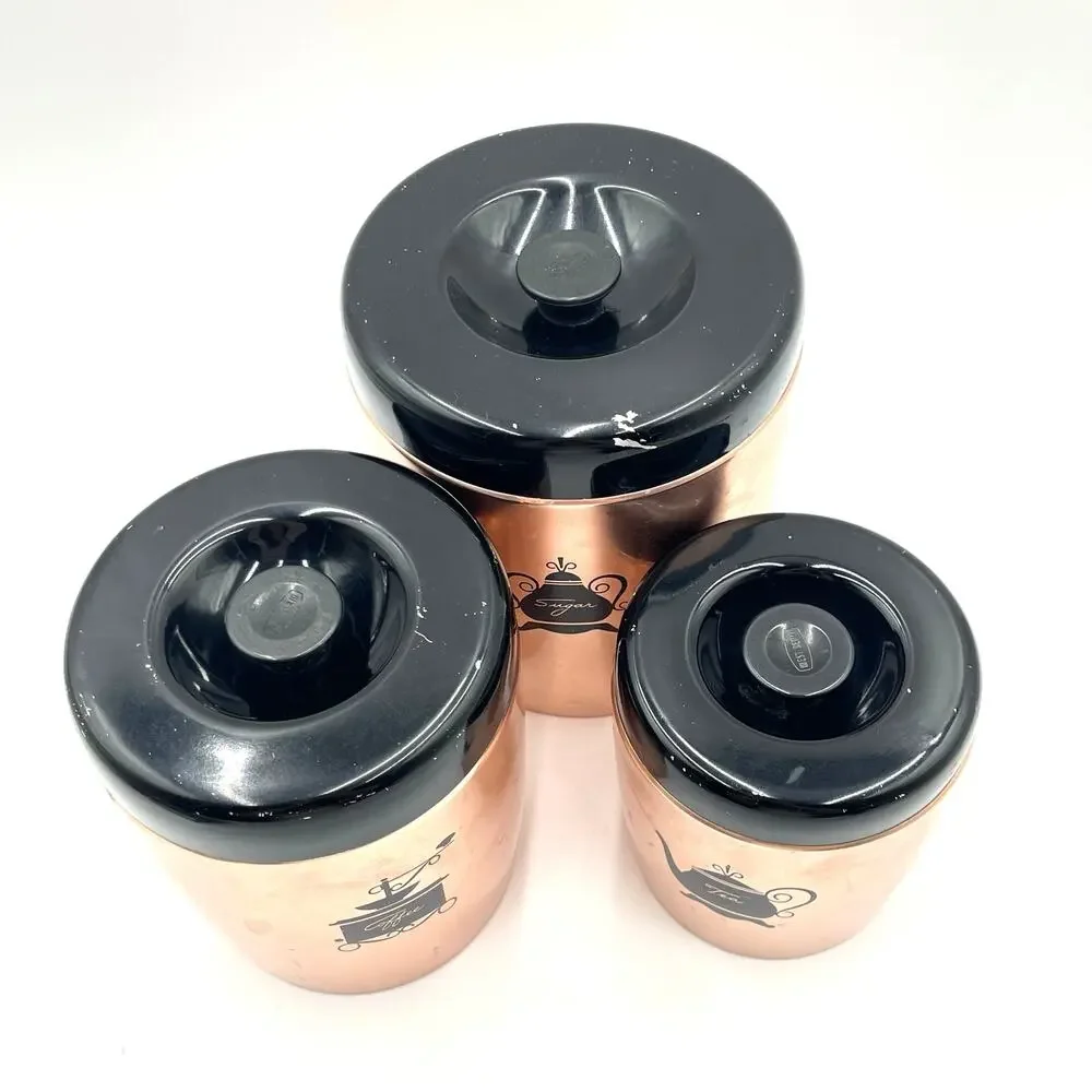 Vintage West Bend Rose Copper Aluminum 3 Piece Canister Set